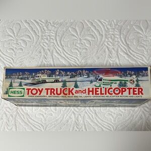 2006 Hess Green and White Toy Truck and Helicopter